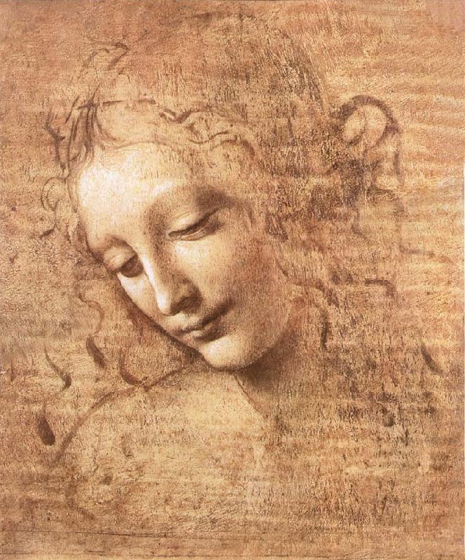 LEONARDO da Vinci Madchenkopf with confused hair France oil painting art